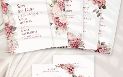 Modern Dusty Rose Hydrangea Wedding Collection